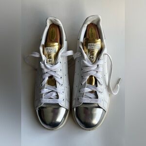 Adidas Stan Smith White and Metallic Sneakers